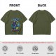 Olive T-shirt with Galactic Gunshow Skeleton Graphic Print