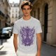 Olive T-Shirt with Celestial Cat Moth and Mystical Hands Print