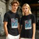 Olive t-shirt with monster polaroid print that says Normal Is Boring