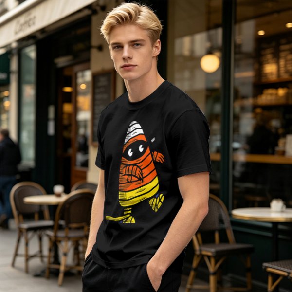 Olive T-Shirt with Mummy Candy Corn Halloween Graphic