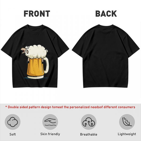 Olive Green T-Shirt With Funny Sheep Beer Mug Graphic