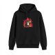 Black hoodie with grumpy toucan on flames graphic
