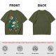 Olive Green T-Shirt With Christmas Totoro Decorating Tree Print