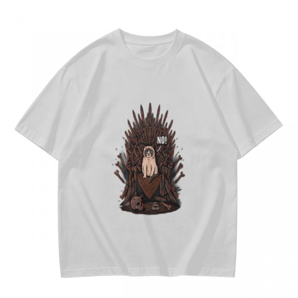 Olive T-shirt with Grumpy Cat on Iron Throne Saying No