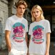 Olive T-shirt with Cherry Surf Cupcake Beach Graphic Print