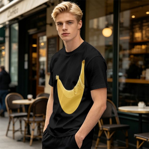 Olive Green T-Shirt With Large Banana Peel Graphic Print