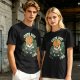 Olive t-shirt with cute brain character and 'Cute But Ous' print