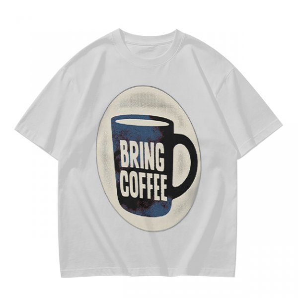 Olive Green Graphic T-Shirt With Bring Coffee Mug Print