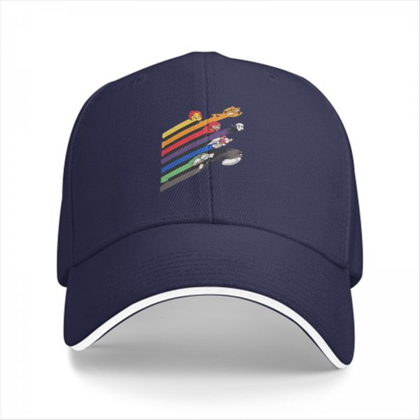 Black Baseball Cap With Rainbow Animal Stripes Graphic