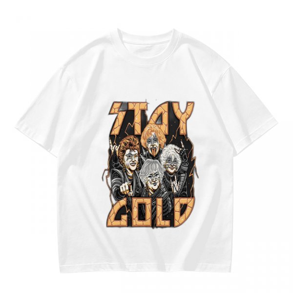 Olive Graphic T-Shirt with Stay Gold Rock Band Artwork