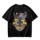 Olive T-shirt with dark fantasy winged warrior graphic print