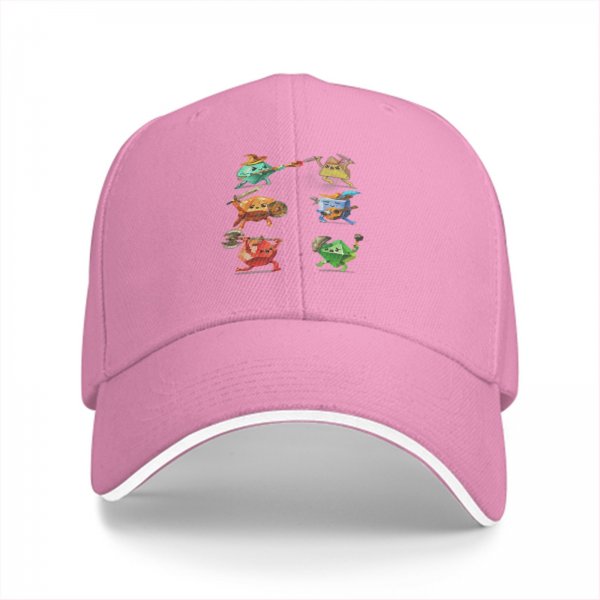 Black baseball cap with fantasy dice warrior characters print