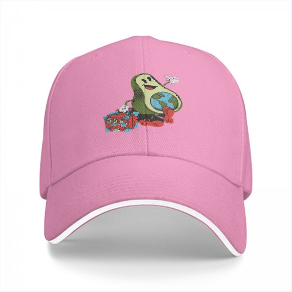 Black baseball cap with retro avocado traveler graphic