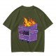Olive T-Shirt With Burning Dumpster 'My Future' Graphic