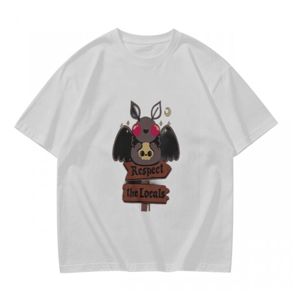 Olive Graphic T-Shirt with Cute Mothman Respect The Locals Print