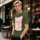 Olive green graphic t-shirt with cucumber juice themed print