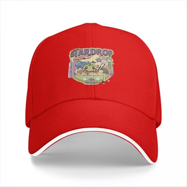 Black Baseball Cap With Stardrop Ramen Kawaii Print