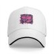 Black baseball cap with pink and purple bear graphic print