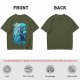 Olive Green T-Shirt With Mystical Ancient Tree Face Print