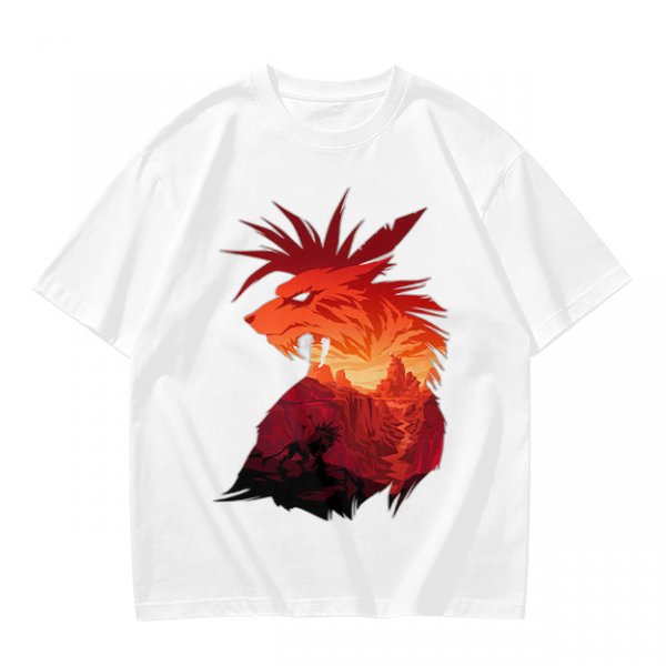 Olive T-Shirt With Fiery Lion Creature Graphic Print