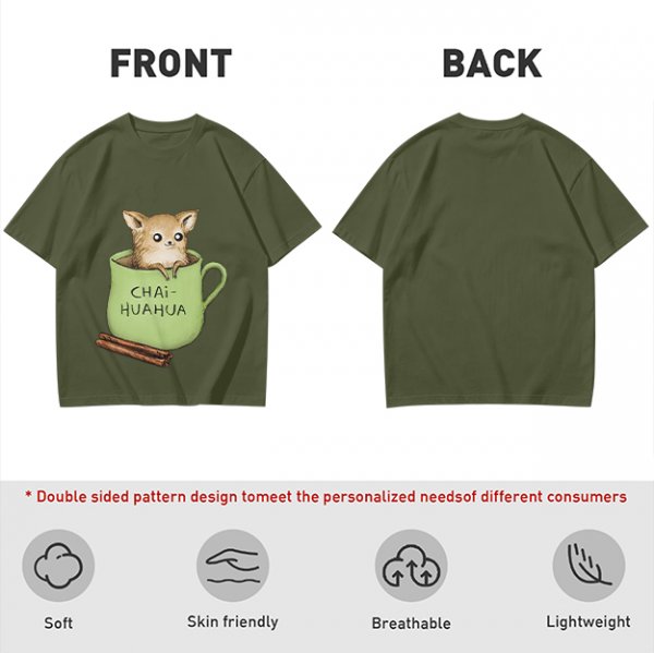 Chihuahua in tea cup chai huahua graphic t-shirt