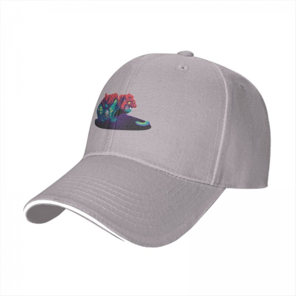 Black Baseball Cap With Psychedelic Colorful Beast Graphic Print