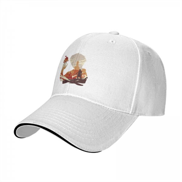 Black Baseball Cap With Anime Character Silhouette Art Print