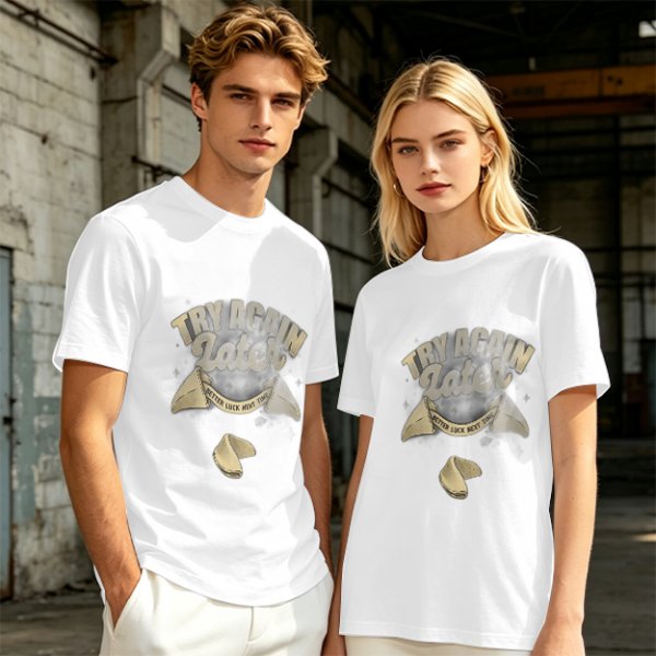 Olive T-Shirt With Try Again Later Fortune Cookie Print