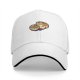 Black baseball cap with cute kawaii ramen bowls graphic