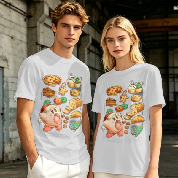 Kirby Christmas Pastry Graphic Tee For Holiday Food Lovers