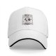 Black baseball cap with earth and coffee themed graphic print