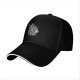 Black Baseball Cap With Floral Wolf Head Artwork Design