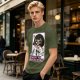 Olive green graphic t-shirt with Powerpuff-style character and 'I Want To Break Free' text