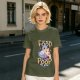 Olive t-shirt with funny pigeon pizza 'Give me food or I will poop' print