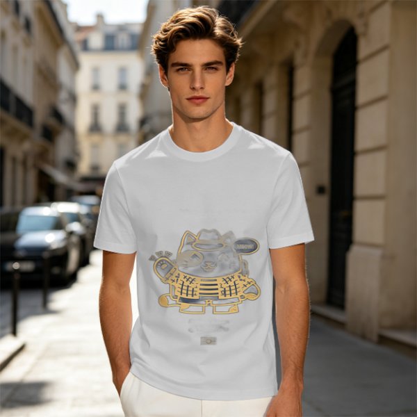 Olive Green T-Shirt With Stylish Cat Graphic Print