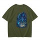 Olive T-Shirt With Blue Fantasy Monster Graphic Print