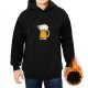 Black Hoodie With Beer Sheep Graphic Print