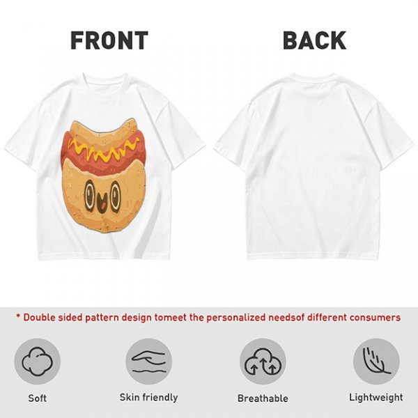 Olive T-Shirt With Cute Cartoon Hot Dog Graphic Print