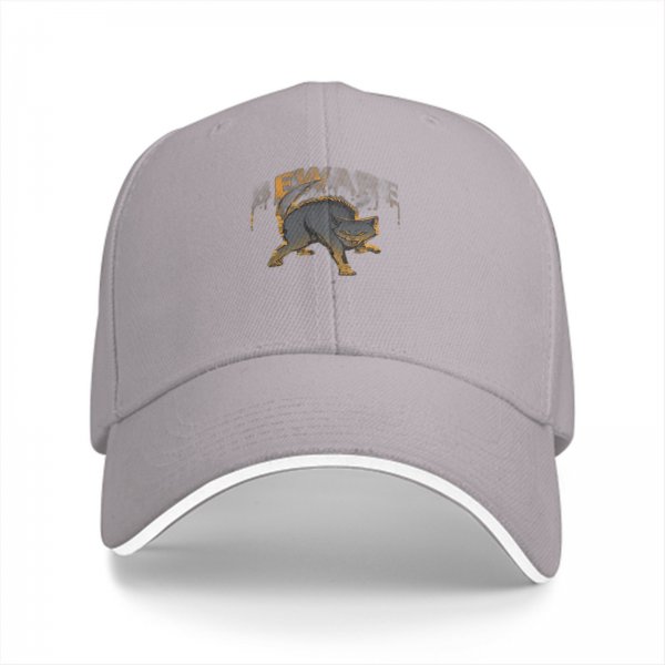 Black Baseball Cap With Aggressive Wild Boar Graphic Print