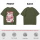 Olive T-Shirt with Strawberry Milk Carton Cat Shop Graphic