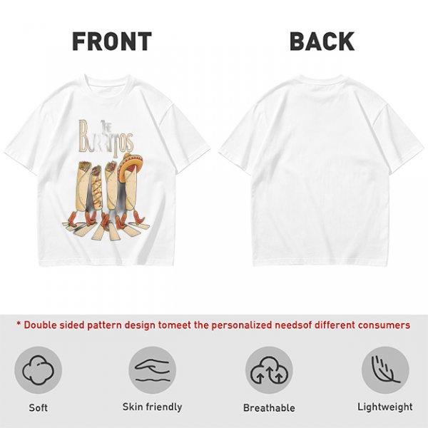 Olive T-Shirt With Walking Burritos Abbey Road Style Graphic