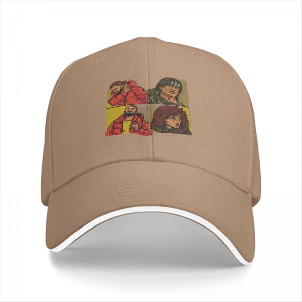 Black Baseball Cap with Four Panel Pop Art Character Print