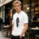 Olive t-shirt with skeleton running from starry coffin graphic