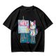 Olive T-Shirt With Cute Artist Cat Art Because Murder Is Wrong Print