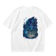 Olive T-Shirt With Blue Fantasy Monster Graphic Print