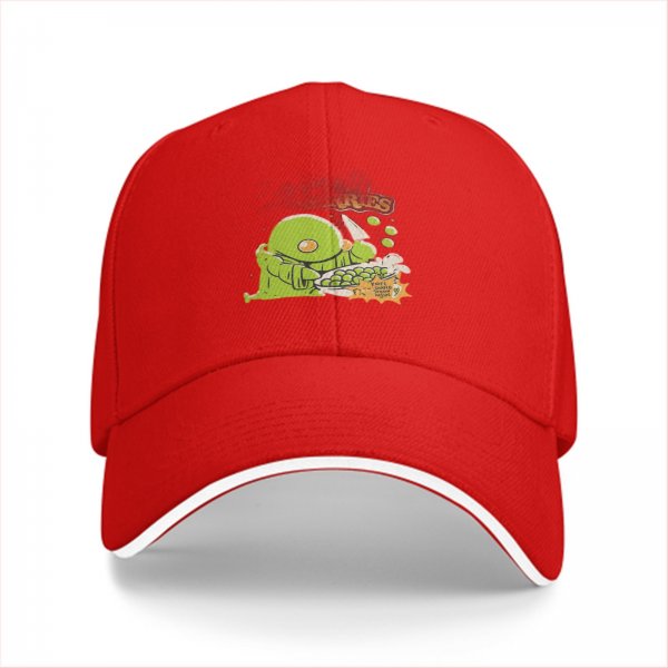Black baseball cap with green chocobo cooking peas graphic