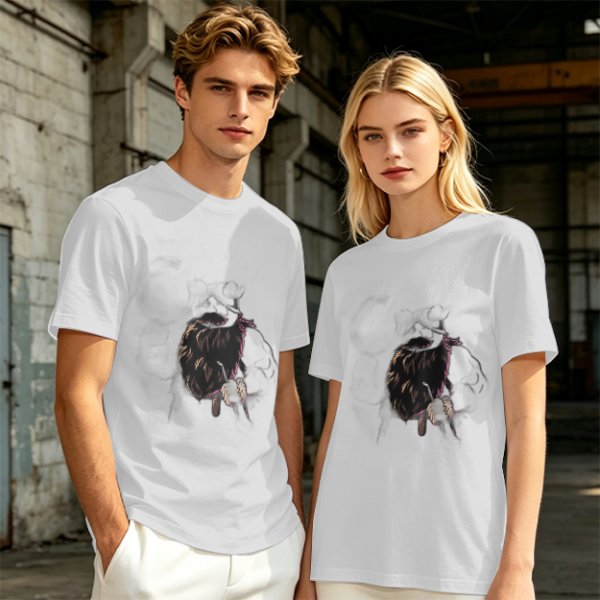 Olive green graphic t-shirt with dark fantasy creature print