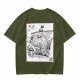 Olive T-shirt with Straw Hat Pirate Ship Art Print