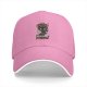 Black baseball cap with a tired cat graphic and humorous text