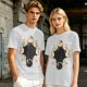 Olive T-Shirt With Cat Phases Moon Cycle Graphic Print